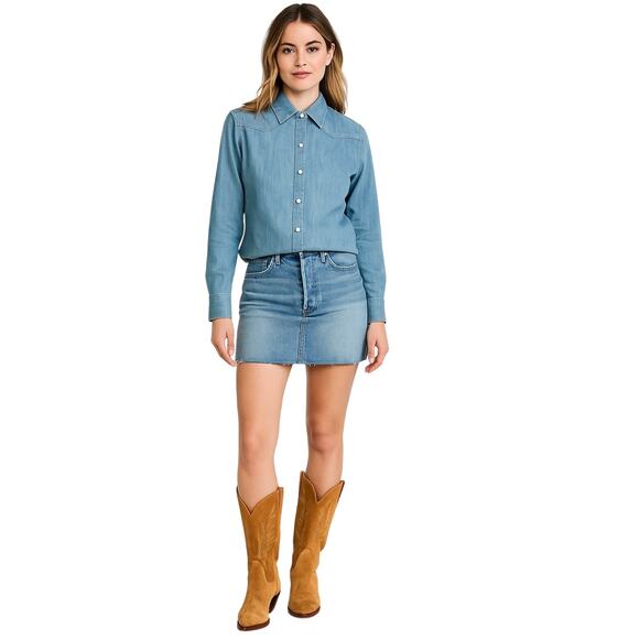 FAHERTY Denim Snap Closure Shirt, Western Style, Size Small - Picture 1 of 10